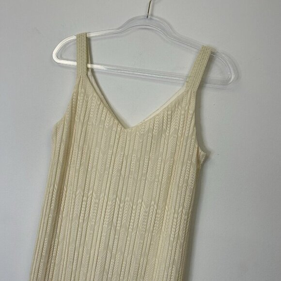 Anthropologie Meadow Rue Ivory Dress Womens Size 6 Pleated Sleeveless Slip - Picture 4 of 9
